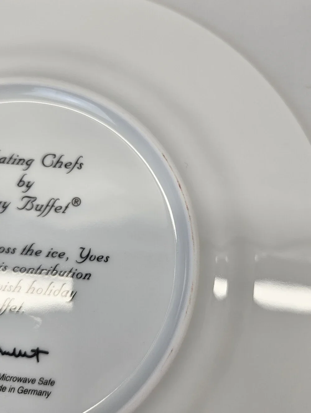 WILLIAMS SONOMA Guy Buffet Skating Chefs Salad Dessert Plates- Set of 6 With Box